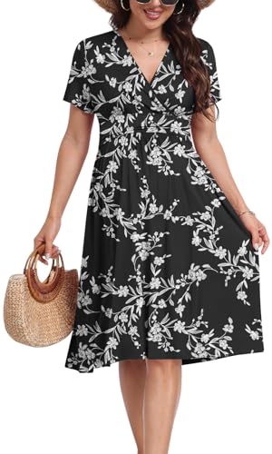 Maternity Dress Summer Wrap Baby Shower Pregnancy Nursing - color: Black Carved White, size: Large