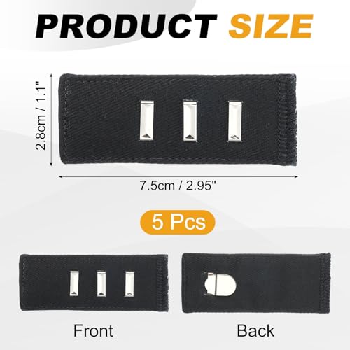 MECCANIXITY 5pcs Black Pants Waist Button Extenders for Women Men 3" - color: Black, size: 3"
