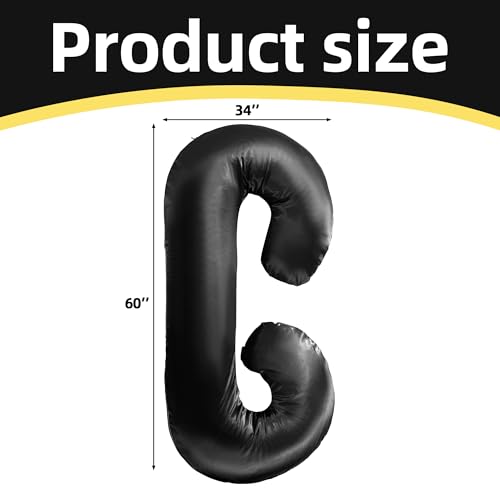 BALAPET Silky Satin Pregnancy Pillow Cover (ONLY Pillowcase), C Shaped Large Luxurious Smooth Maternity Pillow Cover with Hidden Zip, Soft & Breathable Pillow Protector for Side Sleeper, Black - color: Black