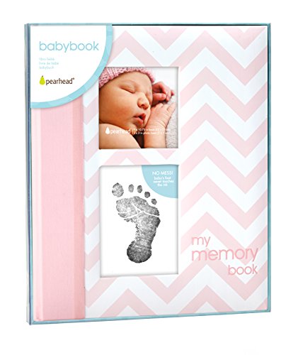 Pearhead First 5 Years Chevron Baby Memory Book and Ink Pad, Pink - color: Pink Chevron Baby Book