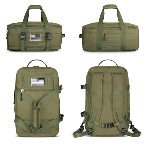 Gym Bags for Men Women, Military Duffle Bag with Shoe Compartment - color: Green, size: Medium
