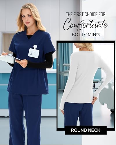 4 Pack Women's Underscrub Shirts - color: White, Black, size: Medium