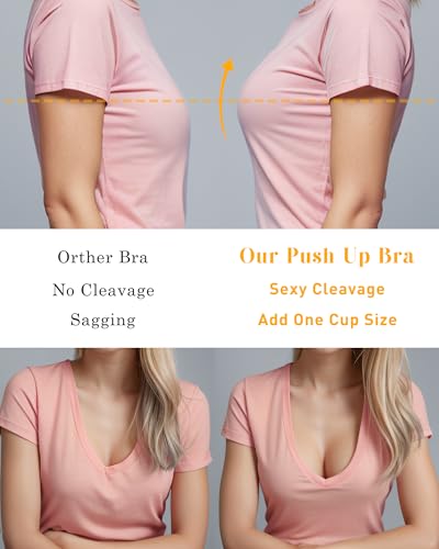 HACI Women's Push Up Padded Plunge Seamless Everyday Bra - color: Beige, size: 38A