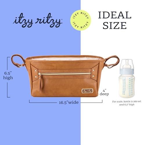 Itzy Ritzy Adjustable Stroller Caddy & Organizer Bag, Easy Attach (Cognac) - color: Cognac