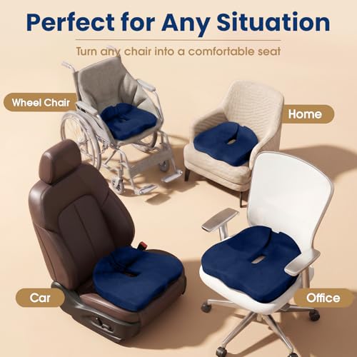 Memory Foam Seat Cushion for Office Chair & Car Seat, Blue - color: Blue