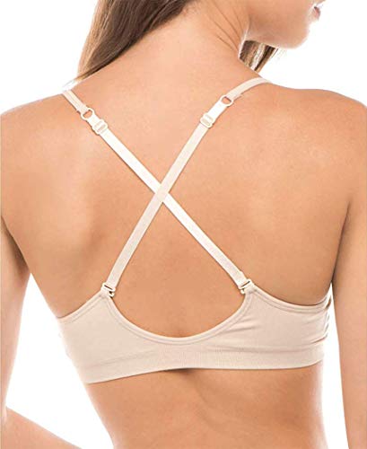 Anemone Basic V-Neck Seamless Bralette - color: 1pc: Beige