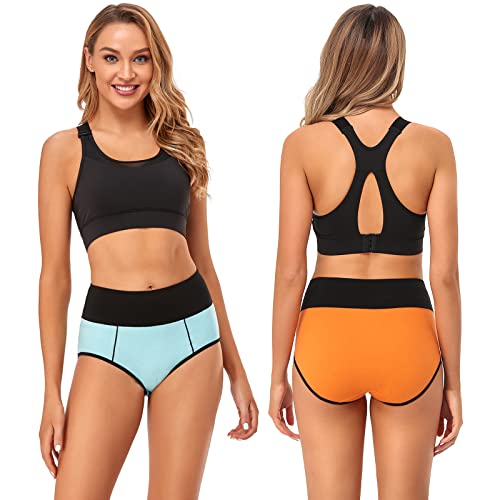 ASIMOON Tummy Control High Waisted Underwear for Women Cotton Plus Size Full Coverage Panties Ladies Briefs - color: Multicoloured-a-5 Pack, size: Large