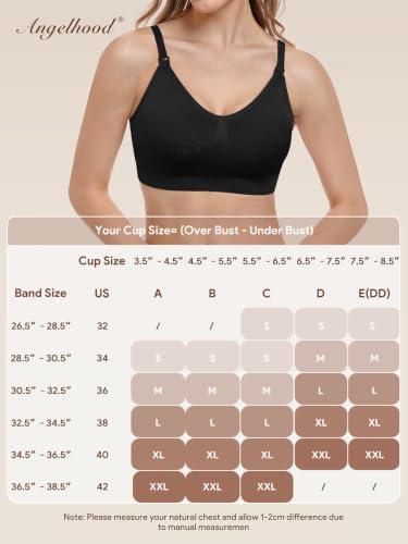 Angelhood Nursing Bras for Breastfeeding & Sleep, Seamless Maternity Bra - color: Black, size: Medium