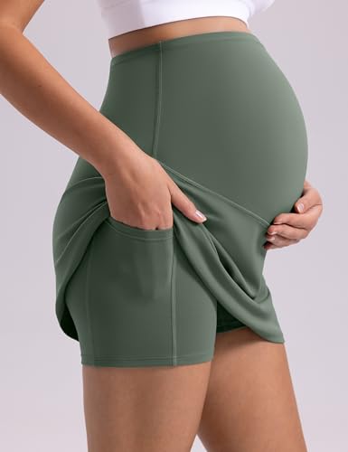 POSHDIVAH Creamluxe Maternity A-Line Tennis Golf Skirt - color: Green, size: X-Small