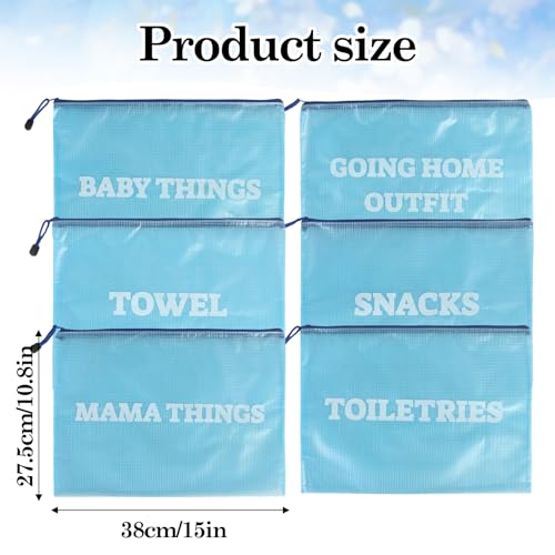 Klmnop 6 Pack Hospital Bags for Labor and Delivery, Maternity Essentials Diaper Organizer Set for Expectant Moms Maternity Hospital Stay, Mom's Travel(Blue)