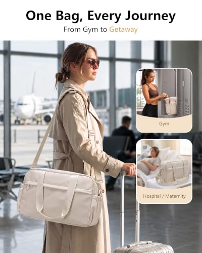 Expandable Travel Bag, Underseat Carry-On Weekender, Beige - color: Beige