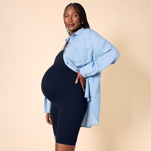 Motherhood Maternity Women's Active Bodysuit Short Unitard Pregnancy Romper - color: Black, size: Medium