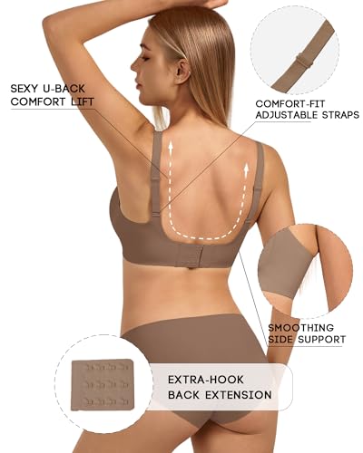 VQJ Women's Wireless Push Up Bra, Jelly Seamless Full Coverage T-Shirt Bra - color: Dusky Rose, size: Small