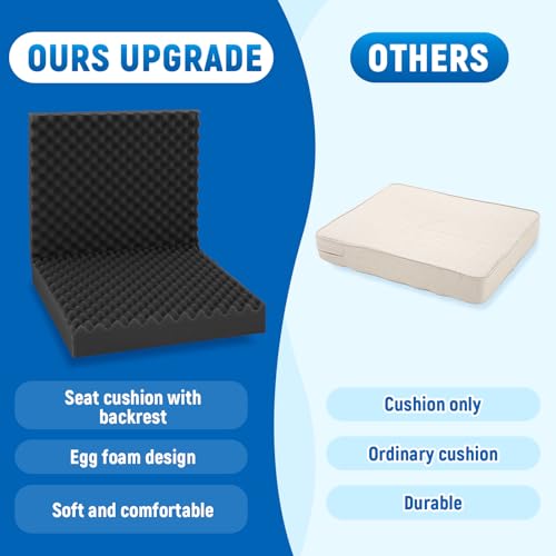 Geiserailie 1 Pcs 32 x 18 x 3 Inches Egg Foam Pad Cushions for Chair, Black - color: Black