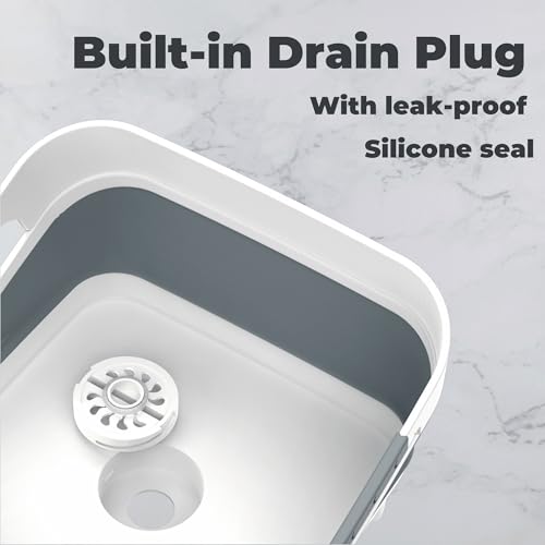 GIMWA 2.6 Gal Collapsible Baby Bottle Wash Basin with Drain Plug - color: Gray