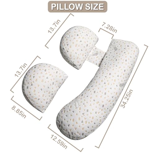 Pregnancy Pillow for Sleeping, Maternity Pillow Support for HIPS, Backs, Legs, Maternity Pillow with Detachable and Adjustable Pillow Cover