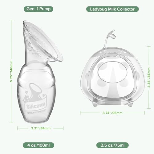 haakaa Manual Breast Pump 4oz/100ml & Ladybug Milk Collector 2.5oz/75ml Set - size: 3 Piece Set