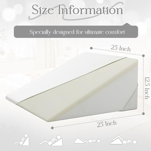 Cotton Wedge Pillow Cover, 24" x 24" x 12", White - color: White, size: 25x25x12.5 Inch