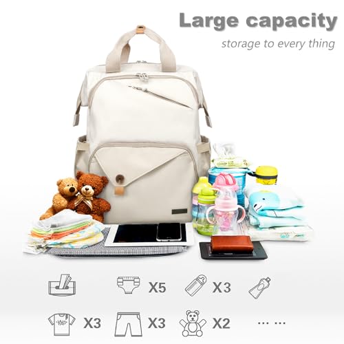 Hap Tim Baby Diaper Bag for Boys Girls, Large Backpack Diaper Bags with Double Compartments, Baby Registry Search Shower Gifts Stuff Newborn Must Haves(7340-KK) - color: Khaki