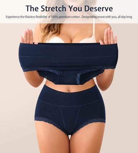 Women's Cotton Underwear,Ladies Soft Stretch Tummy Control Comfy No Muffin Panties Boyshorts - color: Multicoloured a, size: Medium
