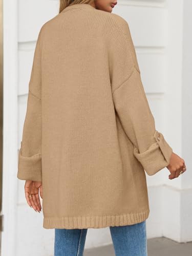 Saodimallsu Womens Oversized Long Cardigan Sweaters Casual Fall Trendy Coat - color: Camel, size: Small