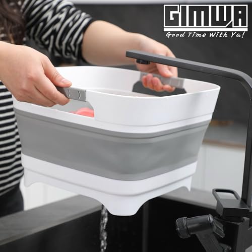 GIMWA 2.6 Gal Collapsible Baby Bottle Wash Basin with Drain Plug - color: Gray