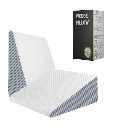 Nutan, Elevated Bed Wedge Pillow for Back Support, Acid Reflux, Leg, Neck Pain, Snoring, Triangle Pilow | Incline Shape for Improved Sleep | Chic Jacquard Cover, 12”x 24”x 24”
