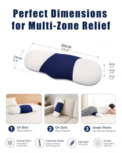Menlo Park Lumbar Support Pillow for Sleeping, Lower Back Pain Relief