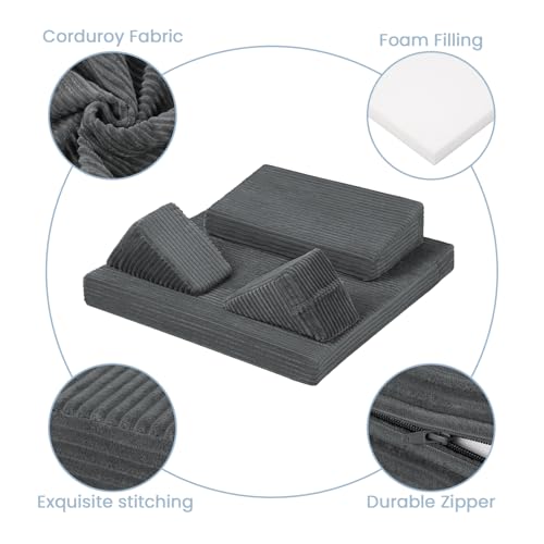 Meditation Cushion, Meditation Pillow with Knee Support, Dark Grey - color: Dark Grey, size: 24X24X2 Inch