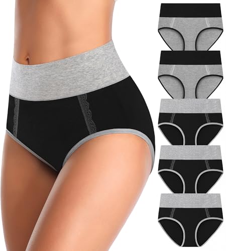 MISSWHO Cotton High Waisted Womens Underwear Soft Stretch Breathable Full Coverage Ladies Panties(Regular & Plus Size) - color: Multicolor-c, size: X-Large