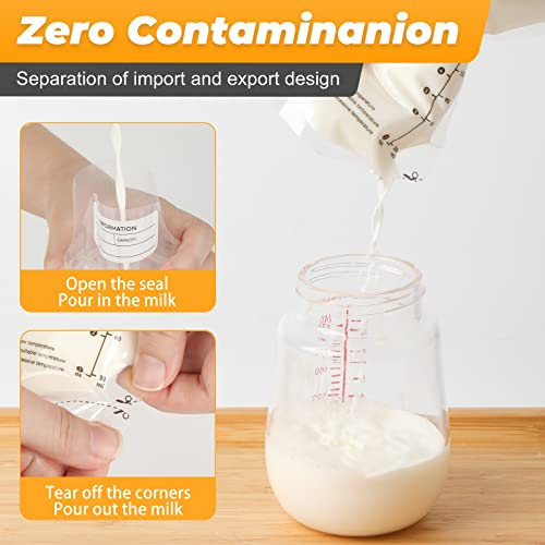Breastmilk Storage Bags 120 Pack | 6 Ounce Medical-Grade PE, Double Zipper Leakproof Design, Pre-Sterilized for Freezer & Refrigerator - size: 120 Count