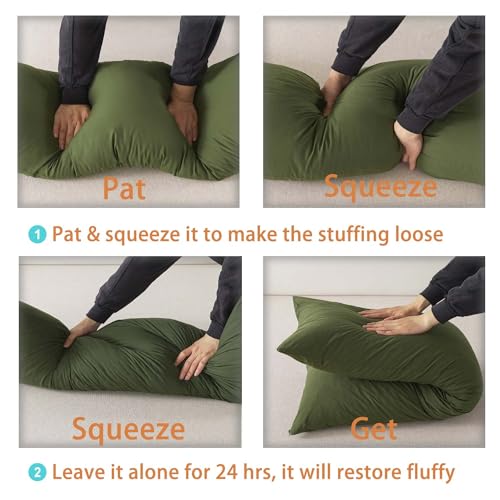 WhatsBedding Memory Foam Body Pillow with Cover, Long Bed Pillow for Adults - color: Forest Green