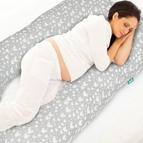 Pregnancy Pillow Cover U-Shaped (ONLY Pillowcase), Grey Hearts Print - color: Grey Hearts, size: U-Shape