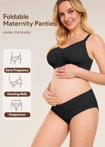 Angelhood Cotton Maternity Underwear for Women Foldable Pregnancy Panties - color: Multicoloured B, size: Small