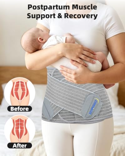 Abdominal Binder Post Surgery Postpartum Belly Band, C-section Belly Binder, Girdle for Postnatal, Adjustable Belly Wrap, Stomach Compression Hernia Belt For Men or Women After Pregnancy, Hysterectomy - color: GREY, size: Standard L/XL