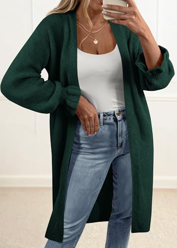 KIRUNDO Long Cardigans for Women Oversized Open Front Coats - color: Dark Green, size: X-Large