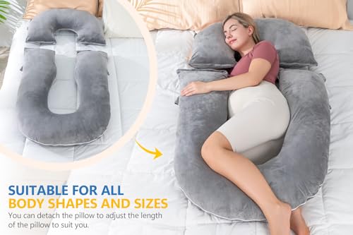INSEN Pregnancy Pillows, Detachable Body Pillow for Sleeping, Multi-Use Pregnancy Pillows for Pregnant Women, Grey - color: Grey