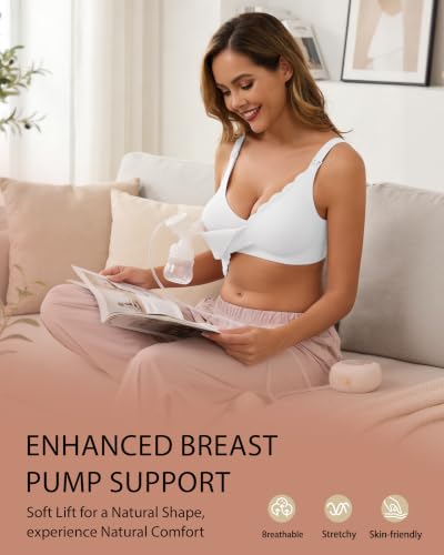Vinfact Pumping Bra Hands Free-No Underwire Full Coverage Seamless Every Day Bra Holding & Breast Pump Bra - color: White, size: XX-Large