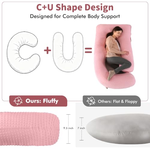 Elover U Shaped Pregnancy Pillow,Full Body Maternity Support - color: Pink