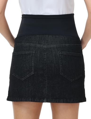 Women's Maternity Denim Skirt - color: Soft Black, size: Small