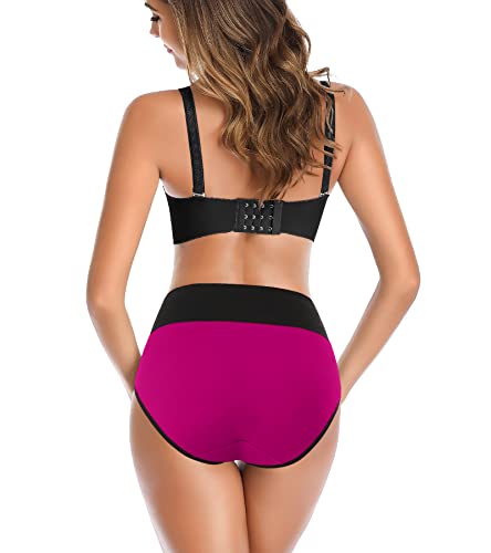 OLIKEME High Waisted Underwear for Women Tummy Control Cotton Plus Size Full Coverage Packs Ladies Panties Briefs - color: Multi-a-5 Pack, size: 3X-Large