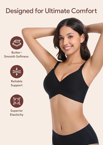 Maternity Nursing Bras Wireless Seamless Ultra-Soft Comfort for Breastfeeding Pregnancy Easy One-Handed Access Sleep Bra - color: Black, size: Small