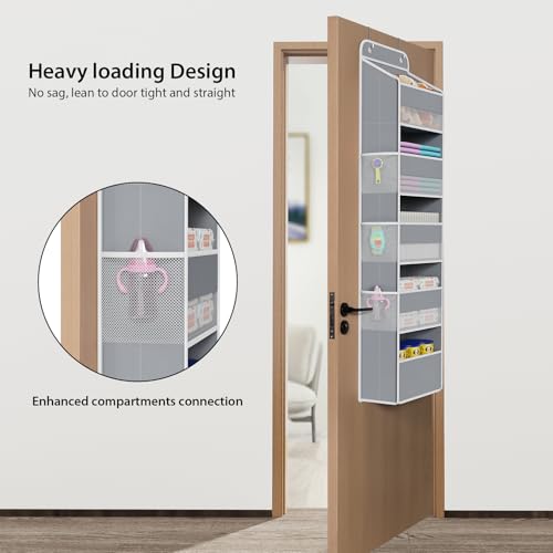 Univivi Fabric Over Door Hanging Organizer for Baby Nursery, Grey, 5-Shelf - color: Grey, size: 5 LAYER