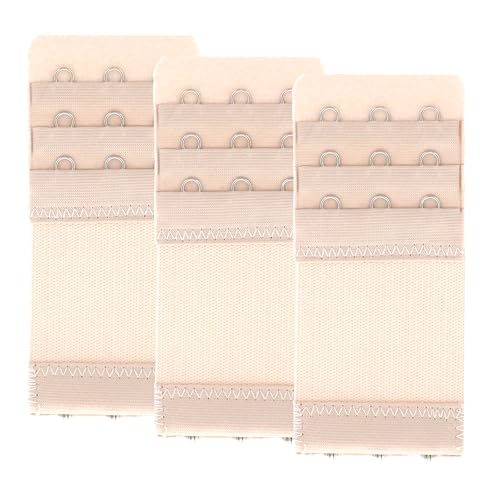 SAMGU Women's Bra Extenders 2 Hook / 3 Hook Comfortable Stretchy Bra Extension Strap - color: Beige, 3 Hook Bra Extenders 1/2 Inch Spacing