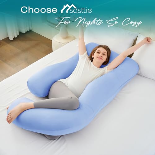 Cooling Pregnancy Pillows for Sleeping, 57'' Full Body Pillow, Light Blue - color: Light Blue, size: 57 Inch