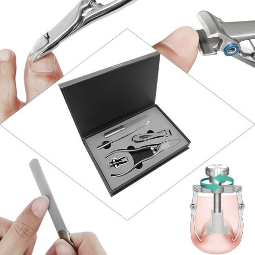 Long Handle Ingrown Toenail Clippers Set for Men Seniors - color: Metallic 5pcs