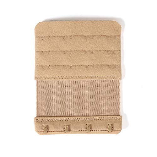 Bra Extenders 4 Hook Elastic Stretchy Bra Extensions Strap Comfortable 3pcs-Pack - color: Beige, 4 Hook 3/4 Inch Spacing