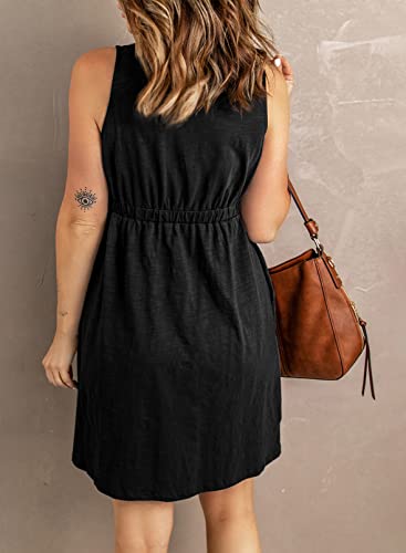 BTFBM Womens Summer Dresses 2026 Beach Vacation - color: Buttons Black, size: Small