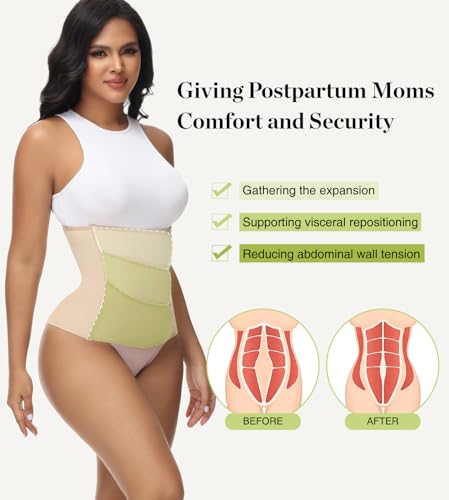 SHAPSHE Postpartum Belly Band Adjustable Wrap for Abdomen Compression - color: Tan 3 Velcro, size: 3X-Large