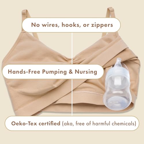 Bobbie Pumping and Nursing Bralette | Soft Wire-Free Bra for Hands-Free Pumping & Nursing, No Hooks, Zippers, or Clips - size: Small-Medium